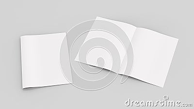 Blank magazine or brochure mockup isolated on soft gray background. 3D illustrating. Stock Photo