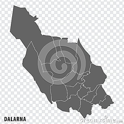 Blank map Dalarna County of Sweden. High quality map Dalarna County on transparent background Stock Photo