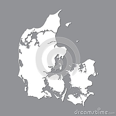 Blank map Denmark . High quality map Kingdom of Denmark on gray background for your web site design, logo, app, UI. Vector Illustration