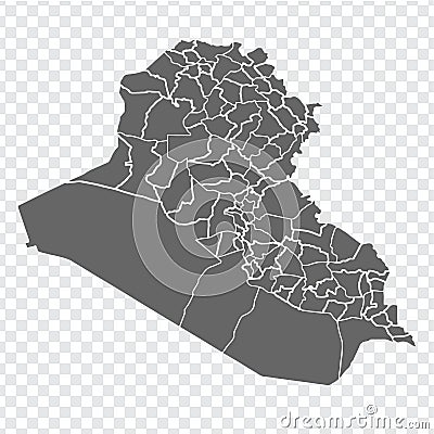 Blank map of Iraq. Districts of Iraq map. High detailed vector map Republic of Iraq Vector Illustration