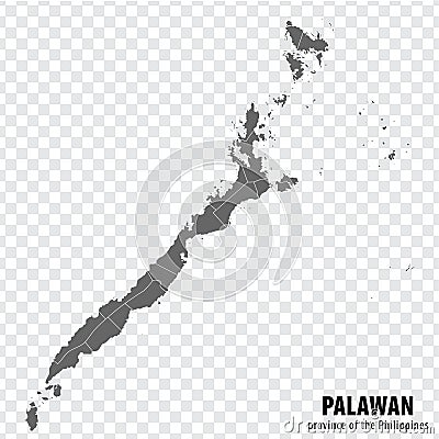Blank map Palawan of Philippines. High quality map Province of Palawan with districts on transparent background Vector Illustration