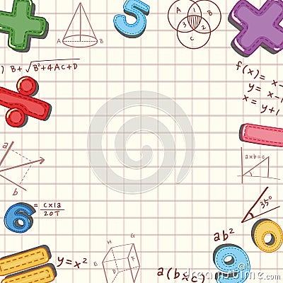 Blank math template with math tools and elements Vector Illustration