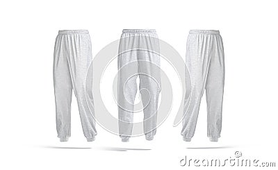 Blank melange sport sweatpants mockup, front and side view Stock Photo