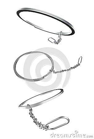 Blank metal square white key chain mockup top view, 3d rendering. Clear silver keychain design mock up isolated Stock Photo