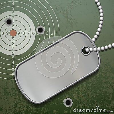 Blank metal tags on a chain. ID military soldier. Vector Illustration