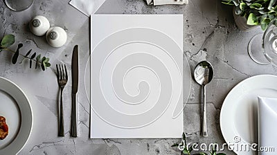 Blank mockup of a twofold menu with a minimalist design allowing the food to speak for itself Stock Photo