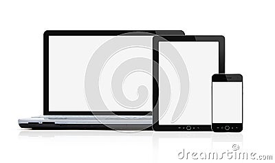 Set of blank modern mobile devices Stock Photo