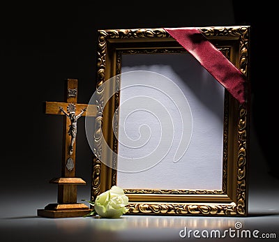 Blank mourning frame for condolence card Stock Photo