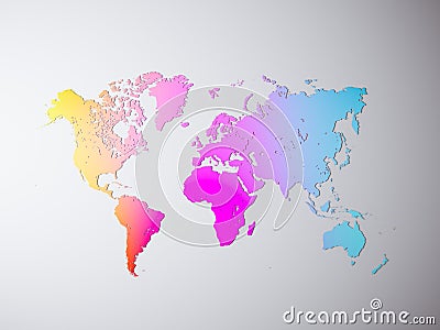 Blank Multicolor Texture Political World Map. 3D rendering. Empty Concrete wall background. High textured row materials Stock Photo