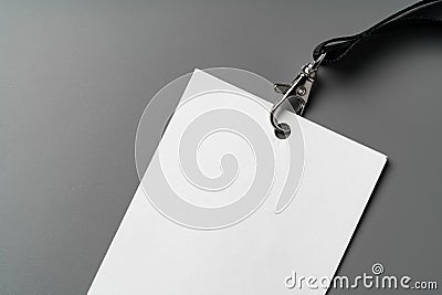 Blank nametag on gray background copy space Stock Photo