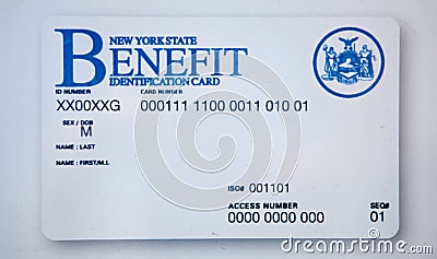 Blank New York State benefit id card Editorial Stock Photo