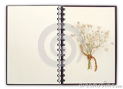 open Notebook compose with flower with clipping path Stock Photo