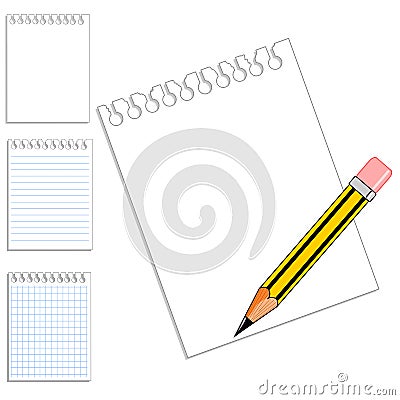 blank notebook paper & pencil Vector Illustration