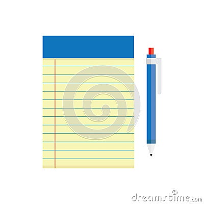 Blank notebook and a pen lying near Vector Illustration