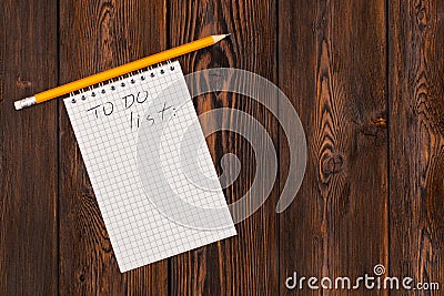 Blank notebook and pencil with todo list Stock Photo