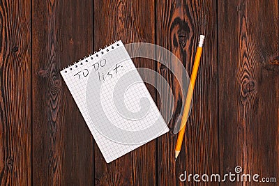 Blank notebook and pencil with todo list Stock Photo