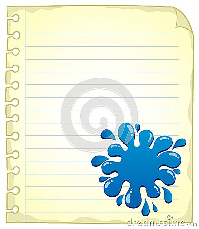 Blank notepad page with ink blot Vector Illustration