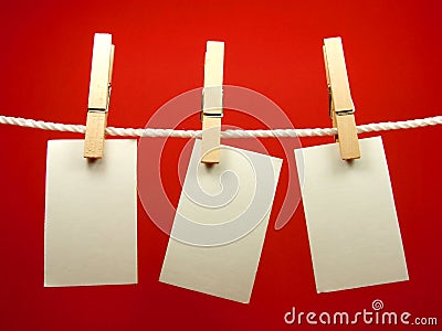 Blank notes hang on rope Stock Photo