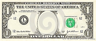 Blank One Dollar Bill Illustration Vector Stock Photo