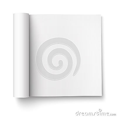 Blank open magazine template, square format. Vector Illustration