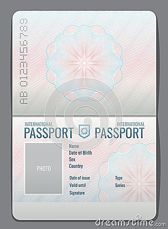 Blank open passport template vector illustration Vector Illustration