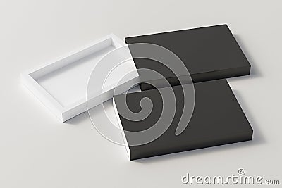 Blank opened and closed flat slide gift box Cartoon Illustration