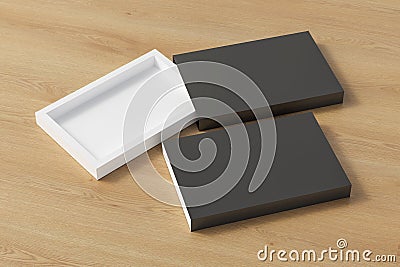 Blank opened and closed flat slide gift box Cartoon Illustration