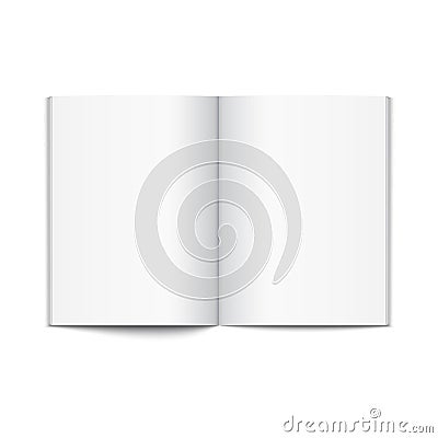 Blank opened magazine template. Open book page clean booklet or magazine template background Vector Illustration