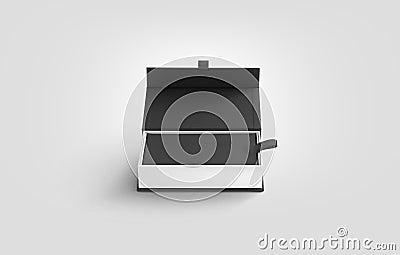 Blank opened white case with gray lid mock up, isolated Stock Photo