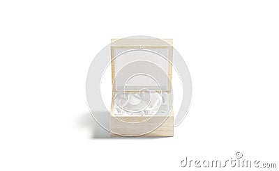 Blank opened wood gift box with silk mock up, isolated Stock Photo