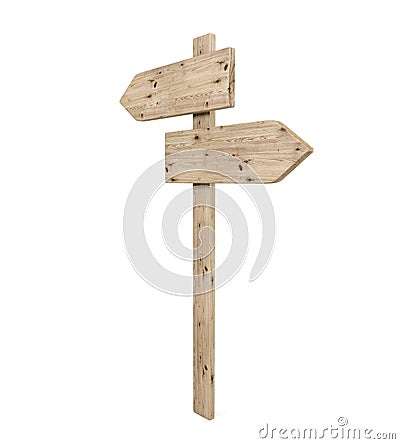 Blank Opposite Direction Wooden Arrow Sign Stock Photo