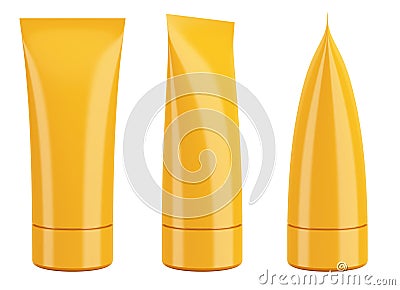 Blank orange cream cosmetic or toothpaste tube isolated on white Stock Photo