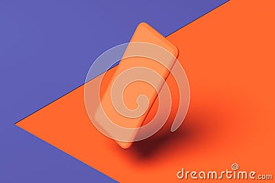 Blank Orange Mobile phone on orange and violet background. 3d rendering Stock Photo