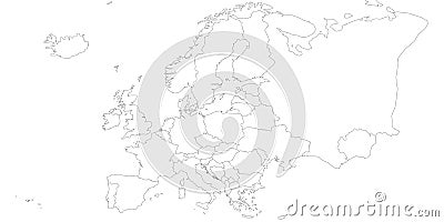 Blank outline map of Europe Vector Illustration