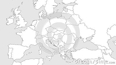 Blank outline map of Europe with Caucasian region. Simplified wireframe map of black lined borders. Vector illustration Vector Illustration