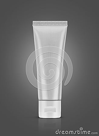 Blank packaging aluminum toothpaste tube isolated on gray Stock Photo