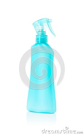 Blank packaging blue spray bottle isolated on white background Stock Photo