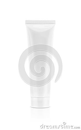 Blank packaging cosmetic tube isolated on white background Stock Photo