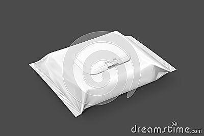 Blank packaging wet wipes pouch on gray background Stock Photo