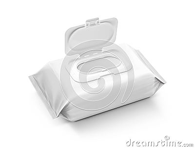 Blank packaging wet wipes pouch isolated on gray background Stock Photo