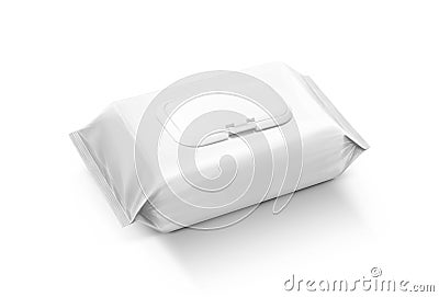 Blank packaging wet wipes pouch on white background Stock Photo