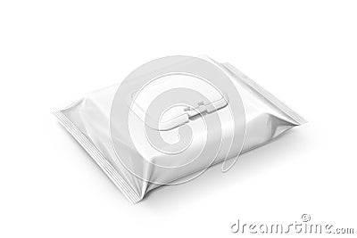 Blank packaging wet wipes pouch on white background Stock Photo