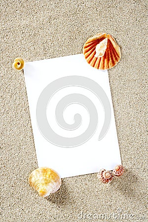 Blank paper copy space summer beach sand vacation Stock Photo