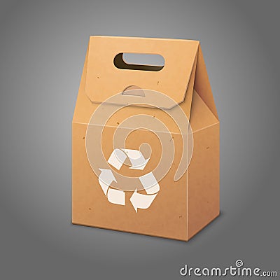 Blank paper craft packaging bag with handle. Vector Illustration