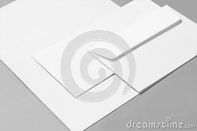 Blank paper and envelopes Stock Photo