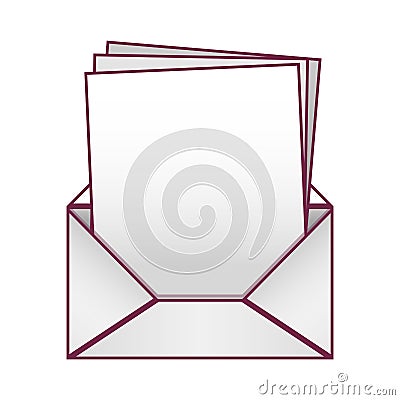 Blank paper envelopes opened with multiple sheets Cartoon Illustration