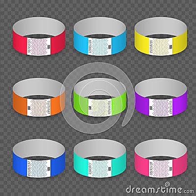 Blank paper event bracelet set Vector Illustration