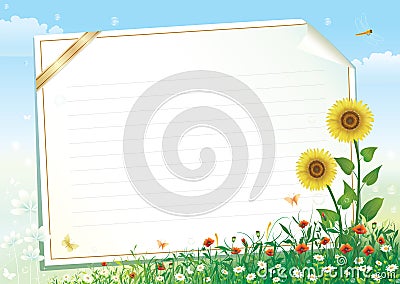 Blank paper with floral ornament Vector Illustration