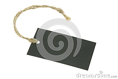 Blank paper label with raffia string Stock Photo