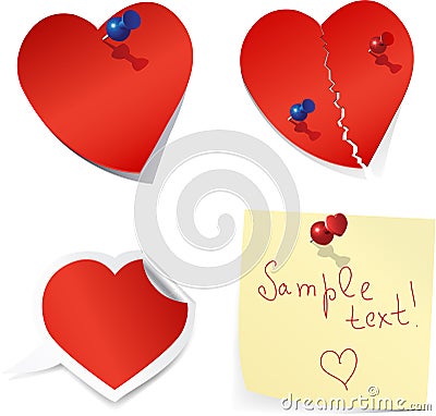 Blank Paper Love Notes. Vector Illustration